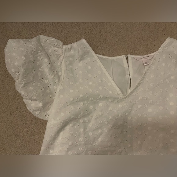 New without tags, LC Lauren Conrad white puff sleeve embroidered  top, XL - Picture 4 of 7